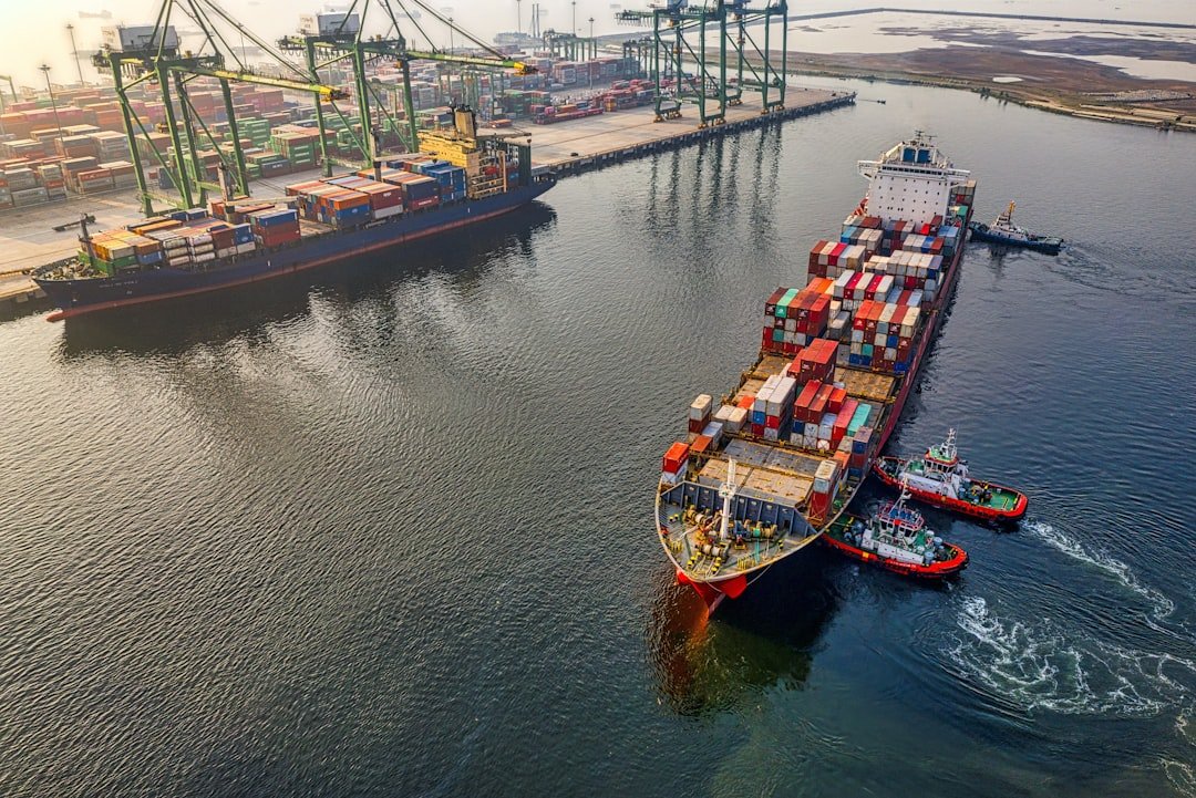 Cargo ship representing international import and export logistics